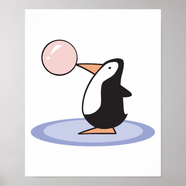 Pôster pinguim de pastilha elástica engraçada (Frente)