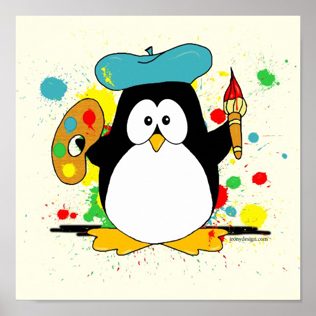 Poster Pinguim de pintura (Frente)