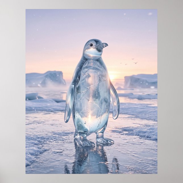 Poster Pinguim de Vidro Horizonte de Gelo (Frente)