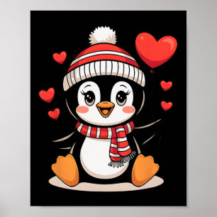 Poster Pinguim do Dia dos Namorados Coração Balão Fofo