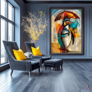 Poster Pinguim Encantador – Dandy Cubista na Chuva