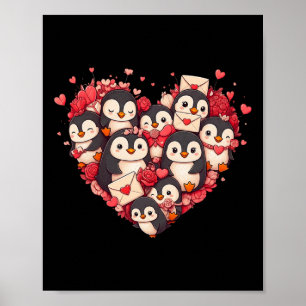 Poster Pinguim Engraçado Coração Dia dos Namorados Pingui