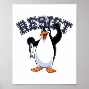 Poster Pinguim Engraçado Protesto Teto Resiste Pinguim Se