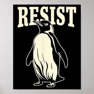 Poster Pinguim Engraçado Resiste Pinguins em Protesto Con
