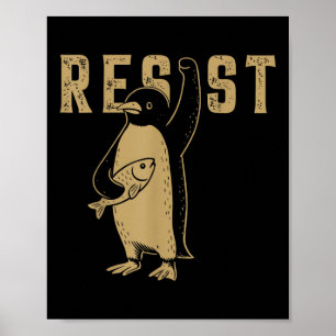 Poster Pinguim Engraçado Resiste Pinguins em Protesto Con