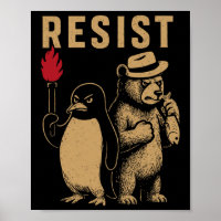 Pinguim Engraçado Resiste Pinguins em Protesto Con