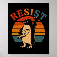 Pinguim Engraçado Resiste Pinguins em Protesto Con