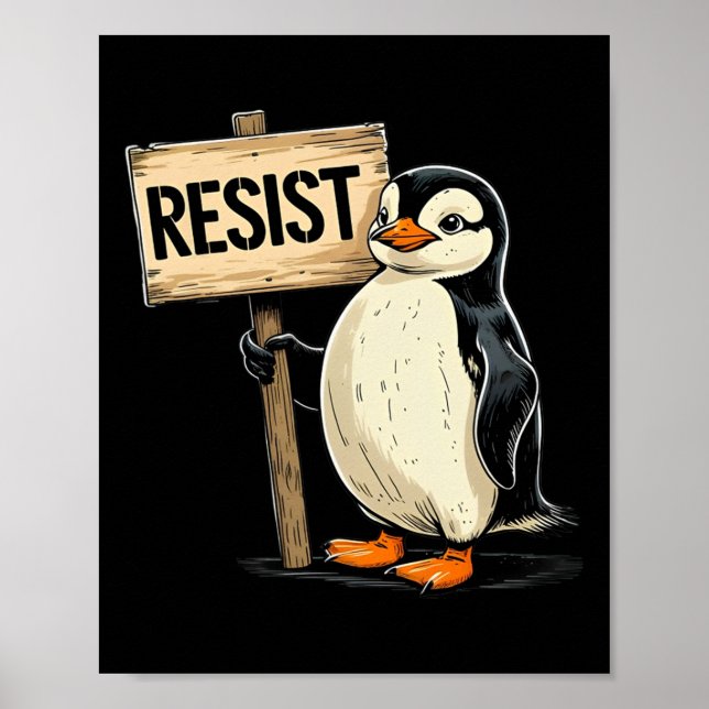 Poster Pinguim Engraçado Resiste Pinguins Legal Resiste 1 (Frente)