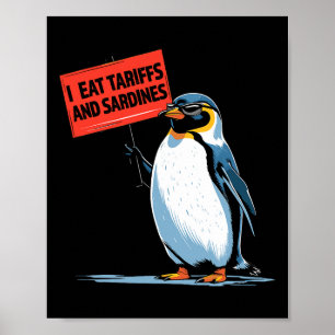 Poster Pinguim Engraçado Tarifa Jogo de Palavras Eu Como 