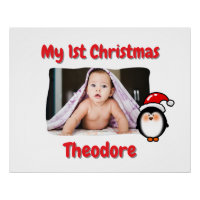 Pinguim Fofo Primeiro Natal do Bebê Personalizado