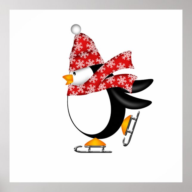 Poster Pinguim-gelo-patinagem com chapéu e Scarf-Bag (Frente)
