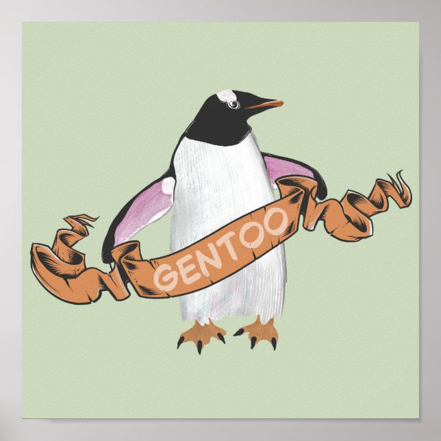 Poster Pinguim Gentoo (Frente)
