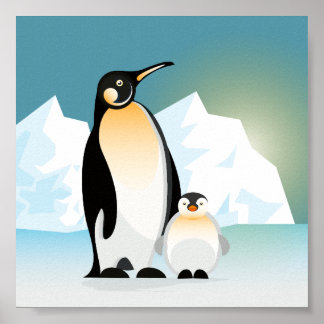 Poster Pinguim geométrico ilustrado com Baby