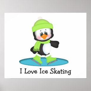 Poster Pinguim Ice Skating