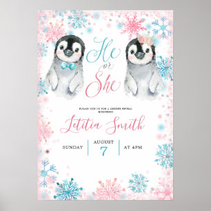 Poster Pinguim Inverno Sexo Revelar Cartão de Boas-vindas