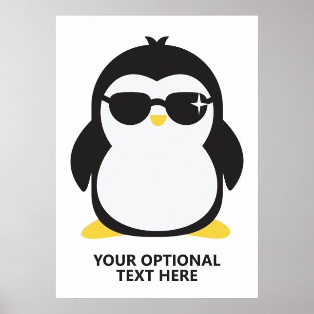Poster Pinguim legal de texto personalizado (Frente)