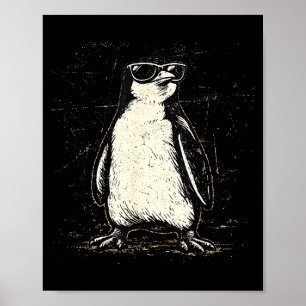 Poster Pinguim legal vestindo óculos de sol animal vintag