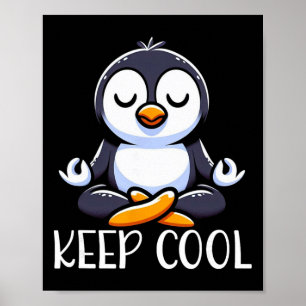 Poster Pinguim Mantém Calma Yoga Meditação 