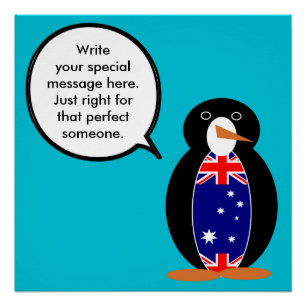 Pôster Pinguim Ms Falante Australiana Personalizada