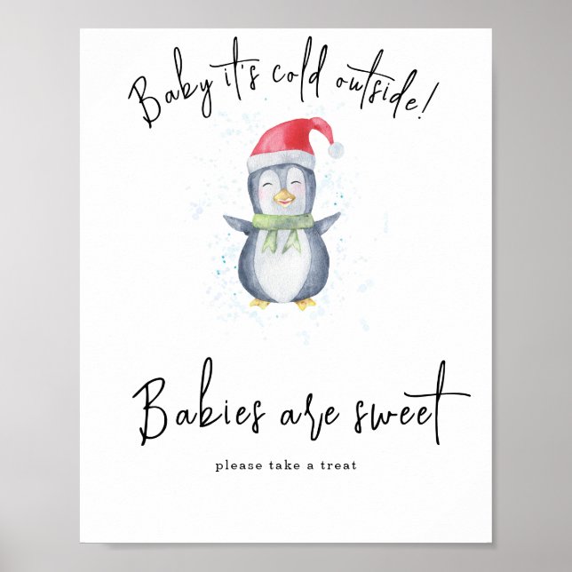 Poster Pinguim - Os bebês são doces (Frente)