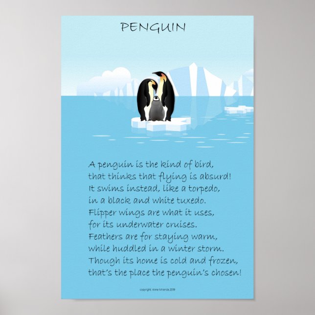 Poster Pinguim - Poema Original (Frente)