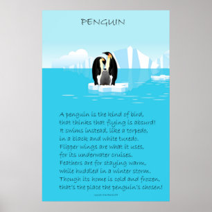 Poster Pinguim - Poema Original Grande