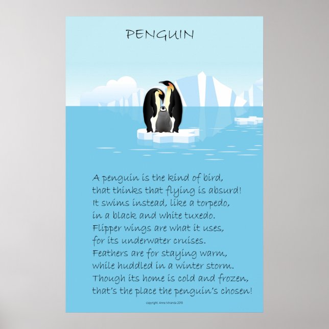 Poster Pinguim - Poema Original Grande (Frente)