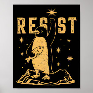 Poster Pinguim resiste aos pinguins protestando contra ta