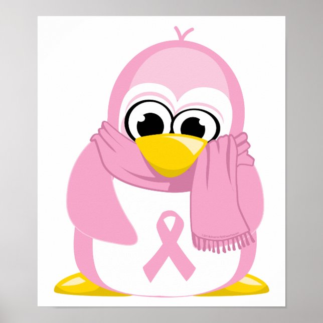 Poster Pinguim rosa do Cancer da mama (Frente)