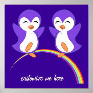 Pôster Pinguim Roxo Fofo