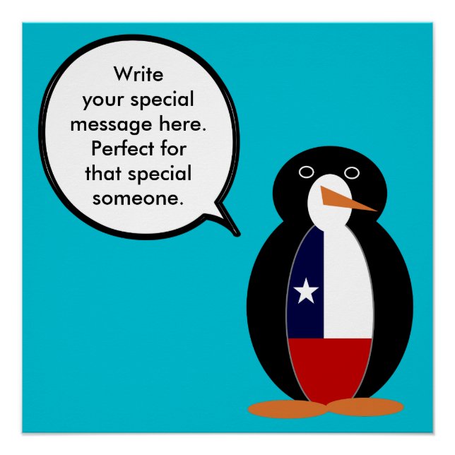 Pôster Pinguim Senhora Chilena Personalizada (Frente)