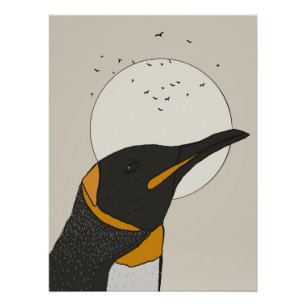 Pôster Pinguim Solitário Sob A Lua