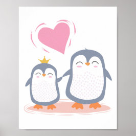 Poster pinguins bonitos apaixonados