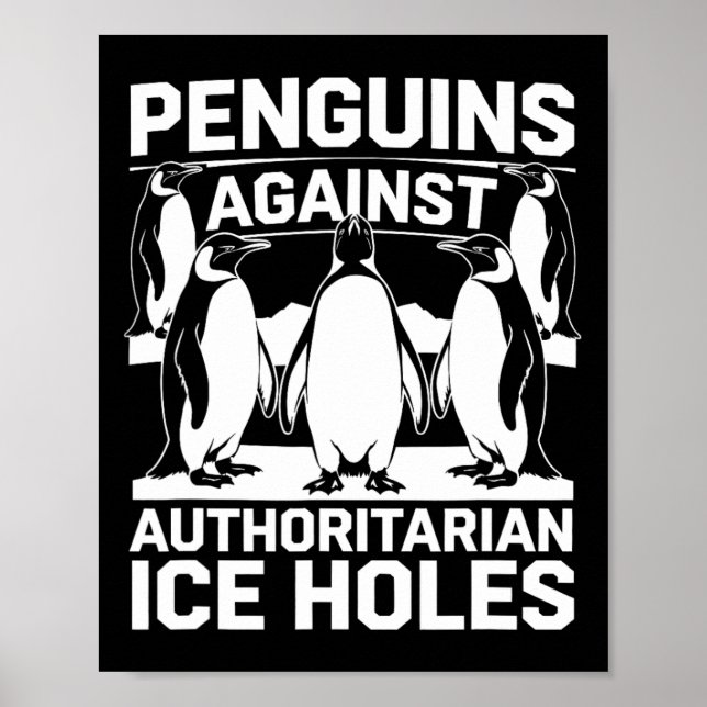 Poster Pinguins Contra Furos De Gelo Autoritários Resiste (Frente)