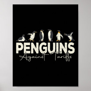 Poster Pinguins contra Tarifas Animais Engraçados Retro R