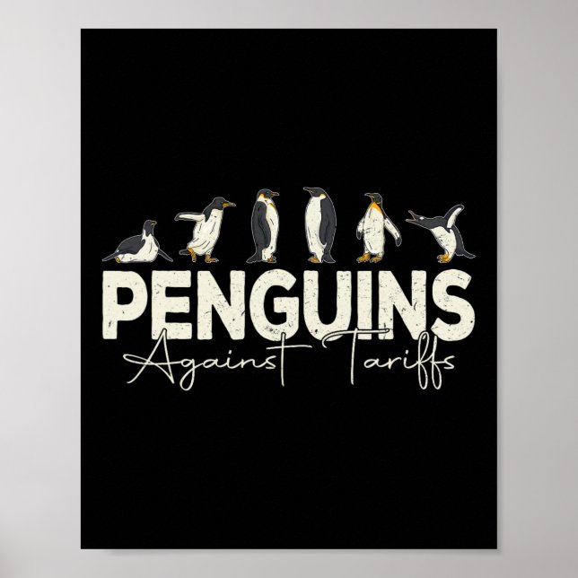 Poster Pinguins contra Tarifas Animais Engraçados Retro R (Frente)