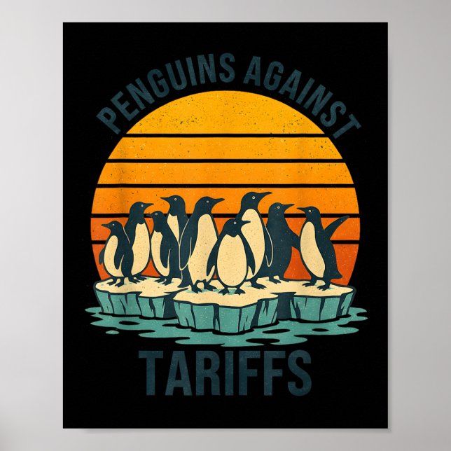 Poster Pinguins contra Tarifas AntiTarifas Funny Pengui (Frente)
