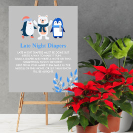 Poster Pinguins de inverno da Fralda da Noite Tardia