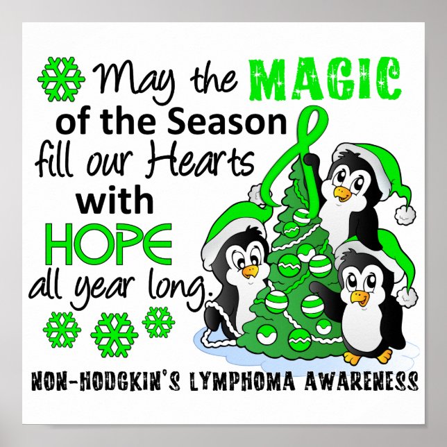 Poster Pinguins de Natal Linfoma Não-Hodgkin (Frente)