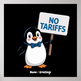 Poster Pinguins engraçados SEM TARIFAS Tributação Protest