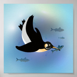 Poster Pinguins geométricos ilustrados nadando para peixe