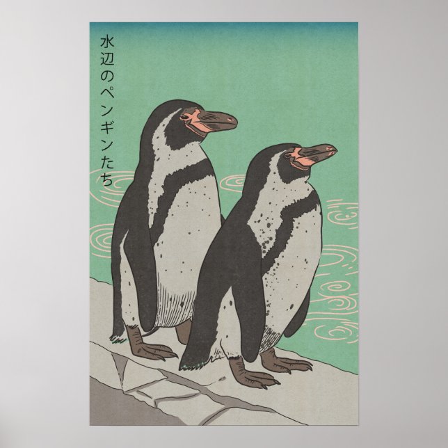 Poster Pinguins junto à água (Frente)