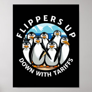 Poster Pinguins Nadadeiras ao Alto Protestam Contra Tarif