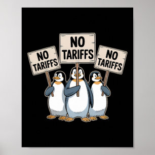 Poster Pinguins Protestam Contra Tarifas de Trump Pinguim