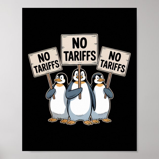 Poster Pinguins Protestam Contra Tarifas de Trump Pinguim (Frente)