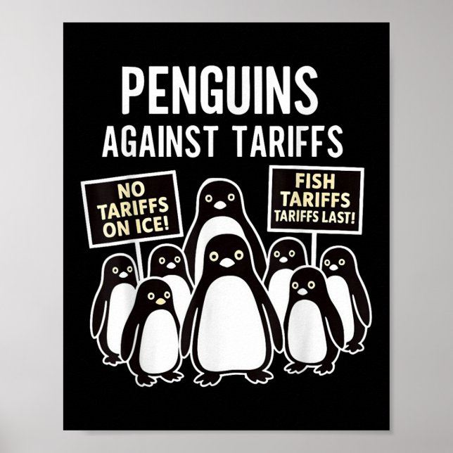 Poster Pinguins protestam contra Tarifas Engraçado Pingui (Frente)