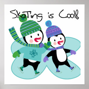 Pôster Pinguins Skating é Legal
