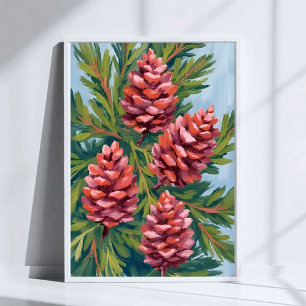 Poster Pinhas de Inverno Pintura em Aquarela da Naturez