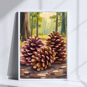 Poster Pinhas   Floresta de Outono em Aquarela