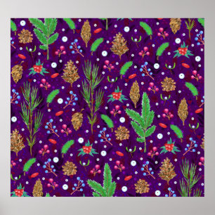 Poster Pinheiro de Natal Cones: Festivo Sem Costura
